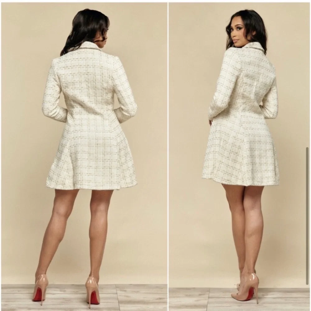 LAST ONE: Amazing tweed button front coat dress fancy elegant stunning dress - Picture 3 of 4